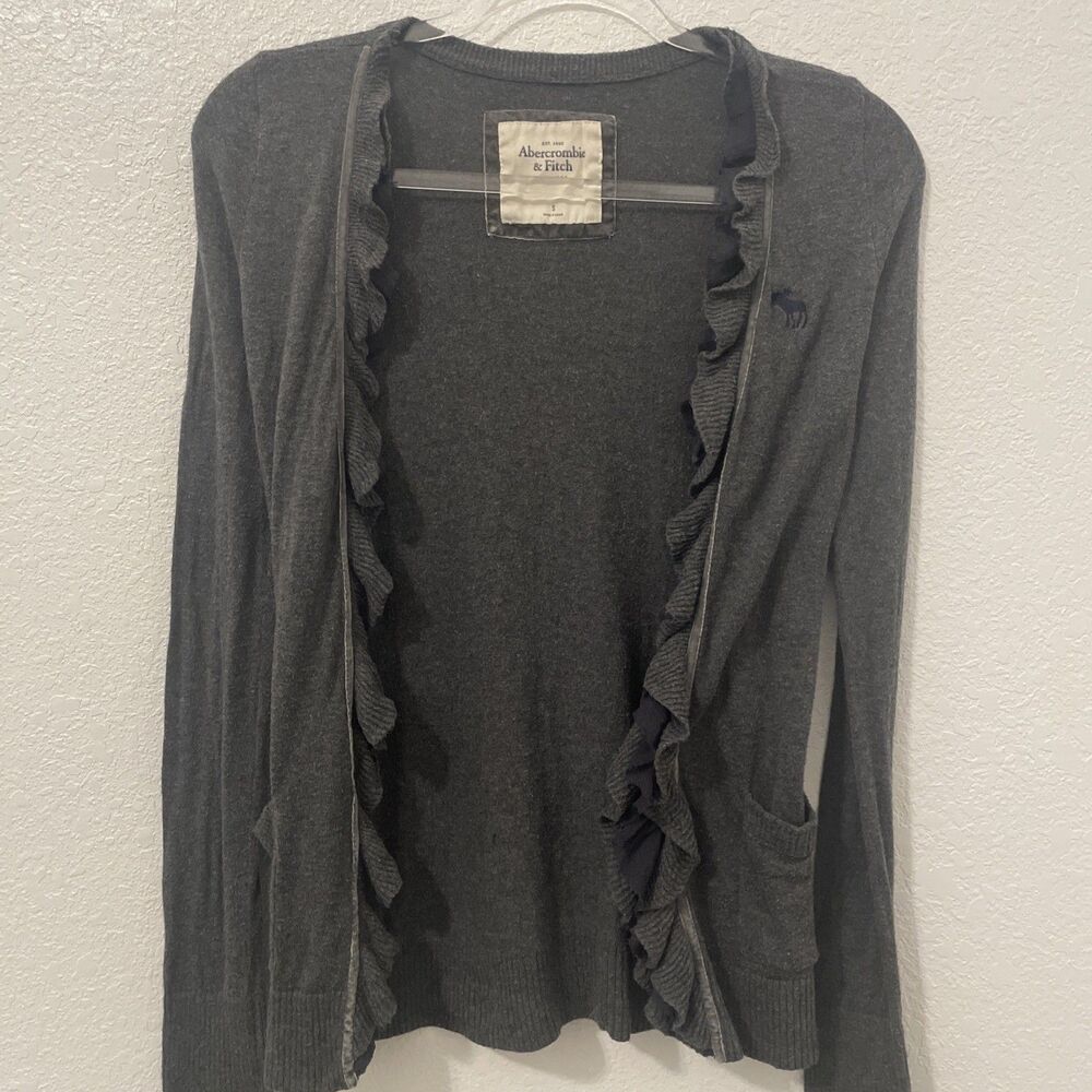 Y2K Abercrombie & Fitch Small S Open Cardigan Sweater Cotton Preppy Classic